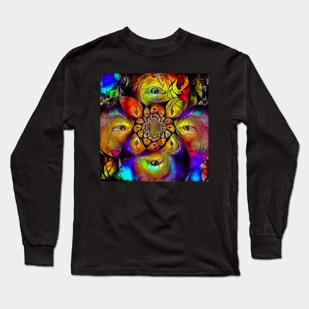 Abstract fractal with eyes Long Sleeve T-Shirt by rolffimages